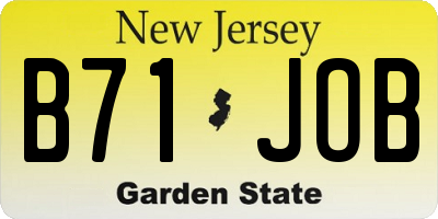 NJ license plate B71JOB