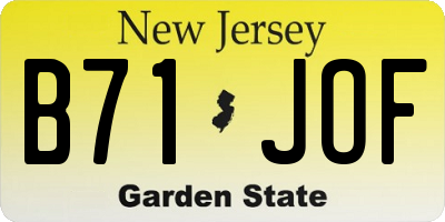 NJ license plate B71JOF