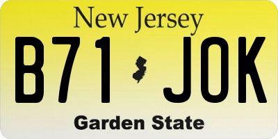 NJ license plate B71JOK