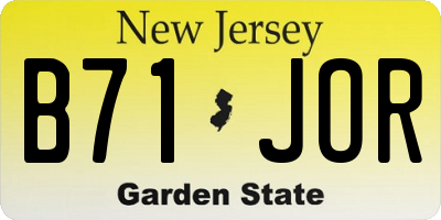 NJ license plate B71JOR
