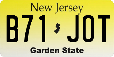 NJ license plate B71JOT