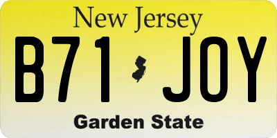 NJ license plate B71JOY