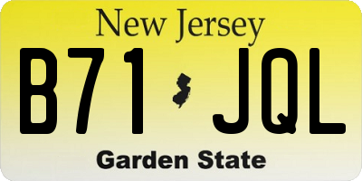 NJ license plate B71JQL