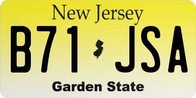 NJ license plate B71JSA