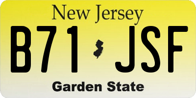 NJ license plate B71JSF