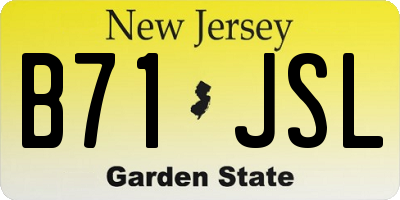 NJ license plate B71JSL