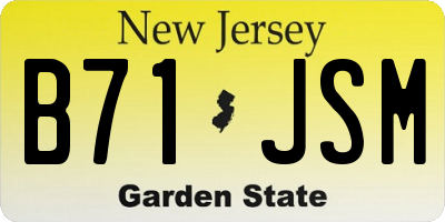 NJ license plate B71JSM