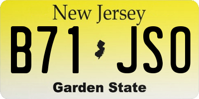 NJ license plate B71JSO