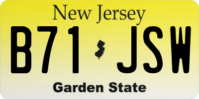 NJ license plate B71JSW