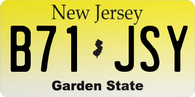 NJ license plate B71JSY