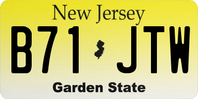 NJ license plate B71JTW