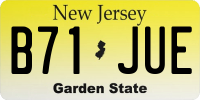 NJ license plate B71JUE