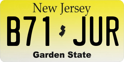 NJ license plate B71JUR