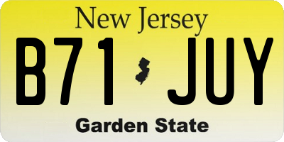 NJ license plate B71JUY