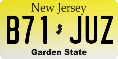 NJ license plate B71JUZ
