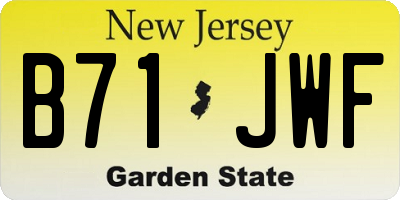 NJ license plate B71JWF