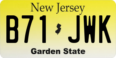 NJ license plate B71JWK