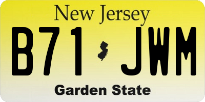 NJ license plate B71JWM