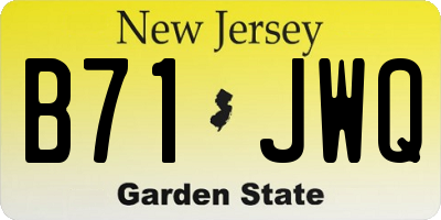 NJ license plate B71JWQ