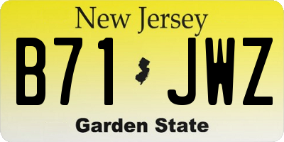 NJ license plate B71JWZ