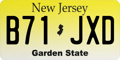 NJ license plate B71JXD