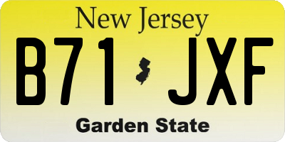 NJ license plate B71JXF