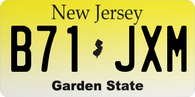 NJ license plate B71JXM