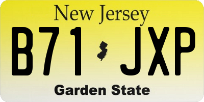 NJ license plate B71JXP