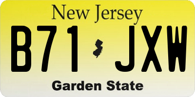 NJ license plate B71JXW