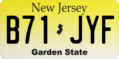 NJ license plate B71JYF