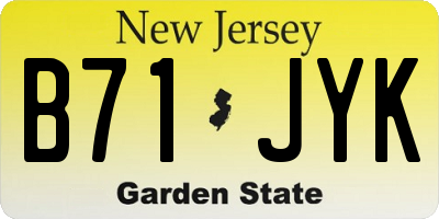 NJ license plate B71JYK