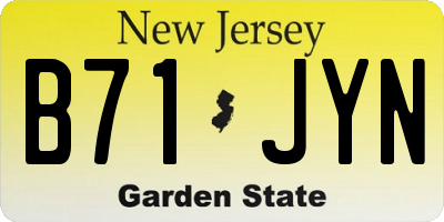 NJ license plate B71JYN