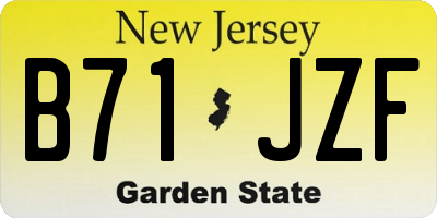 NJ license plate B71JZF