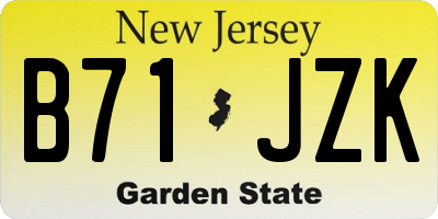 NJ license plate B71JZK