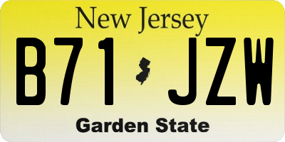 NJ license plate B71JZW