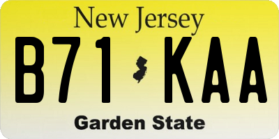 NJ license plate B71KAA
