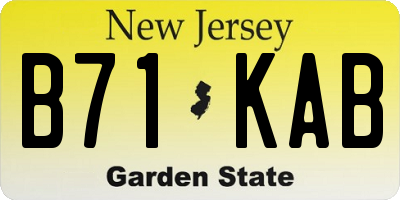 NJ license plate B71KAB