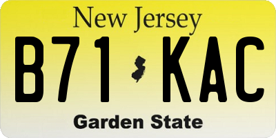 NJ license plate B71KAC