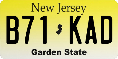 NJ license plate B71KAD