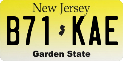 NJ license plate B71KAE