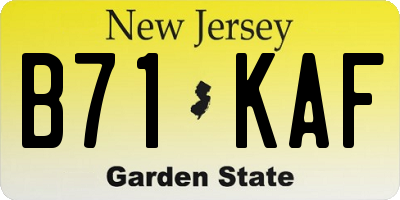 NJ license plate B71KAF