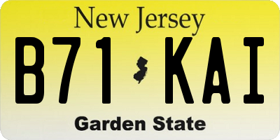NJ license plate B71KAI