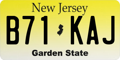 NJ license plate B71KAJ