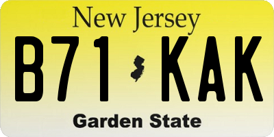NJ license plate B71KAK