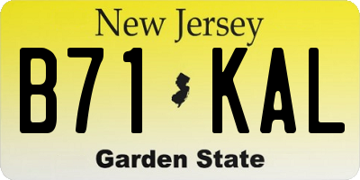 NJ license plate B71KAL
