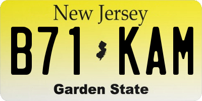 NJ license plate B71KAM