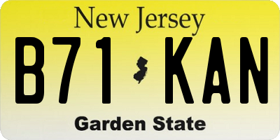 NJ license plate B71KAN