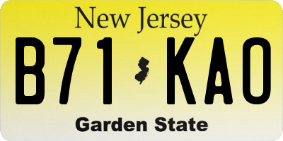 NJ license plate B71KAO