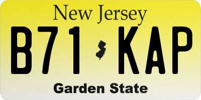 NJ license plate B71KAP