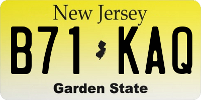 NJ license plate B71KAQ